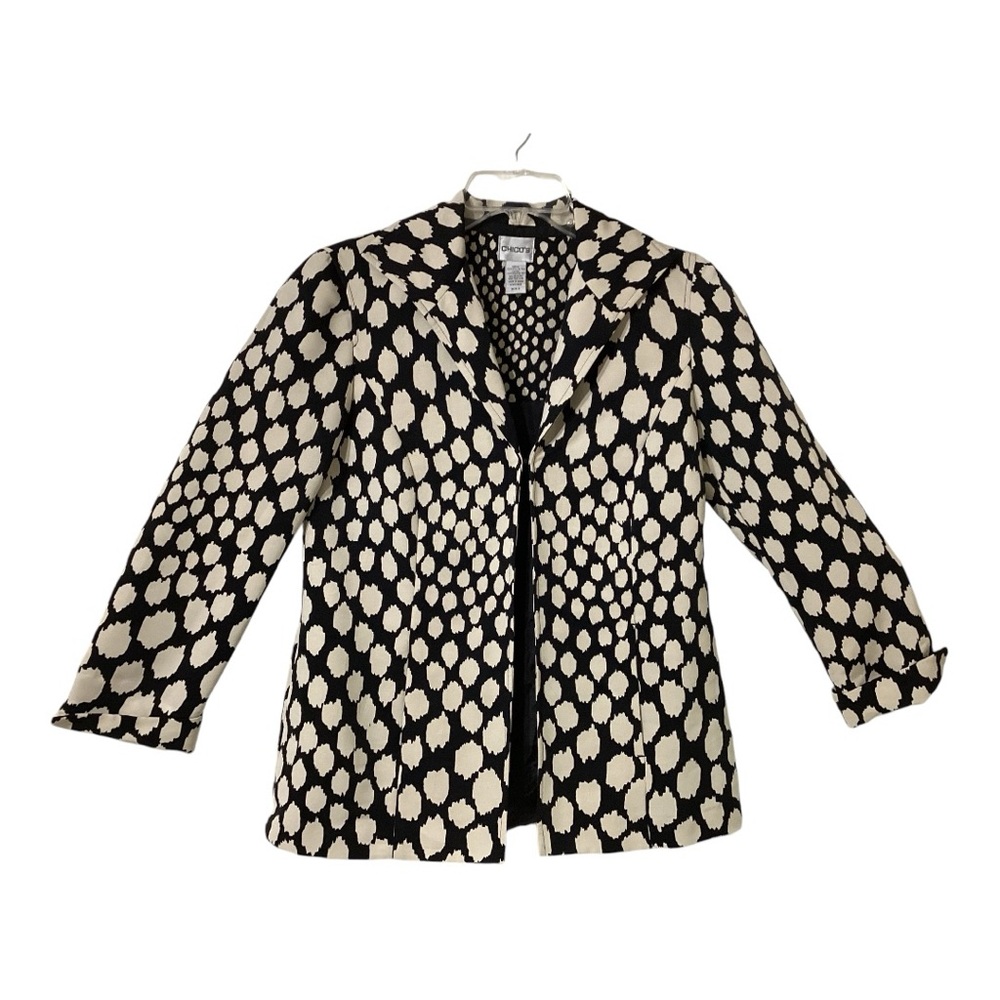 Chico's size 0 - Black &‎ off White Spotted blazer jacket - Women's Size Small
